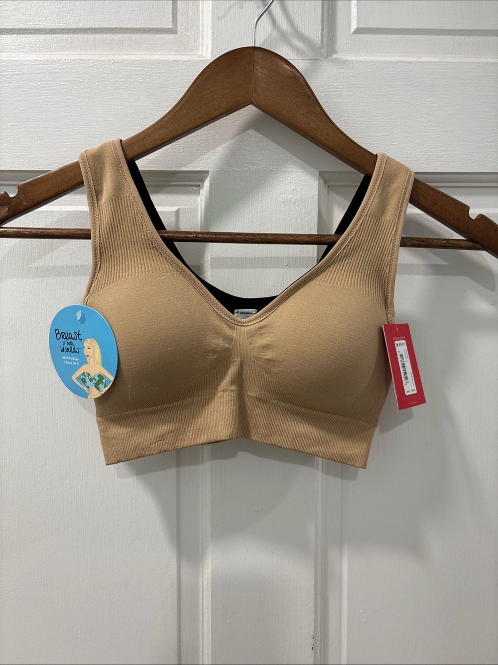 Spanx Women’s Breast Of Both Worlds Reversible Comfort Bra XS Beige/Black NWT